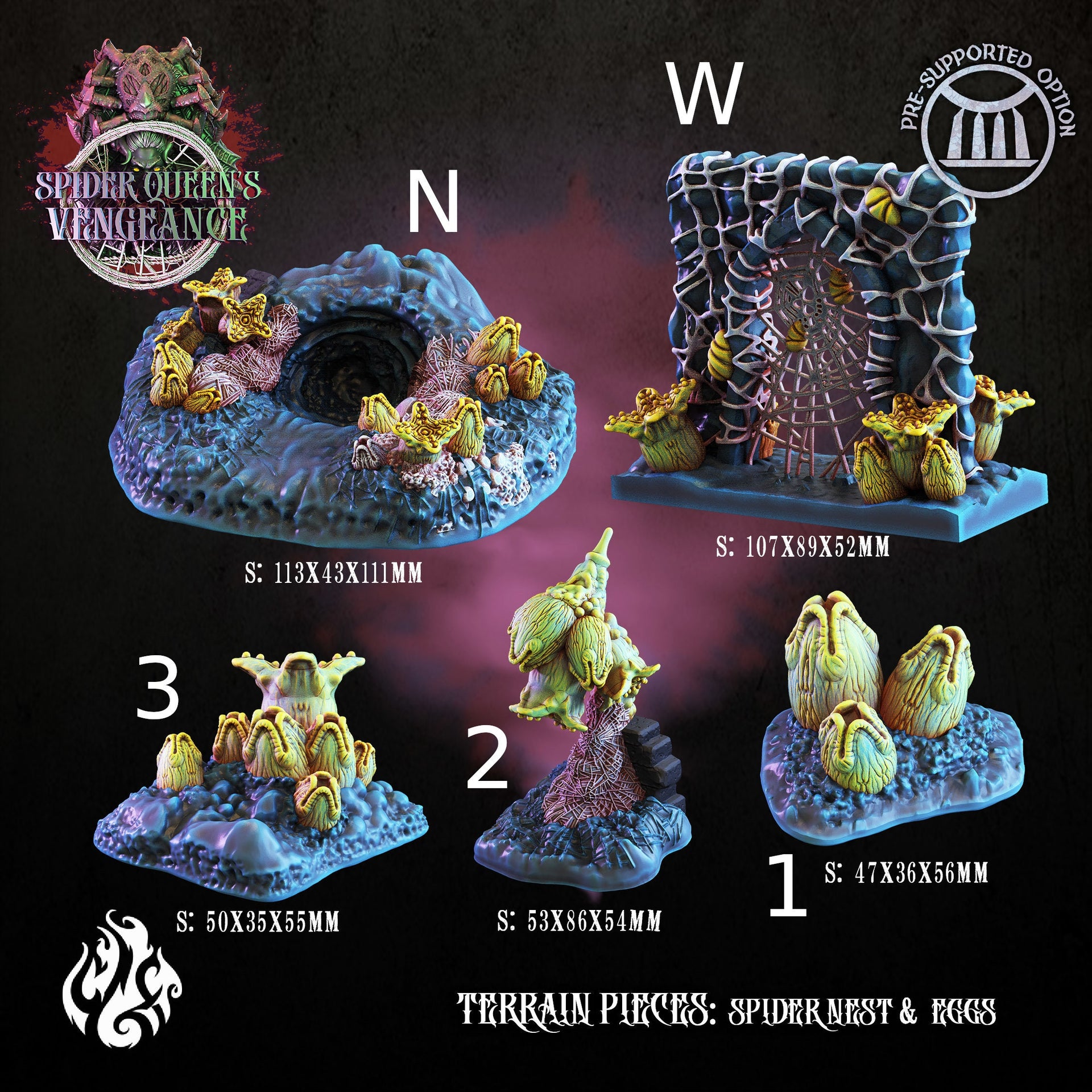 Spider Nest & Eggs Terrain - Crippled God Foundry | Spider Queens Vengeace | 32mm