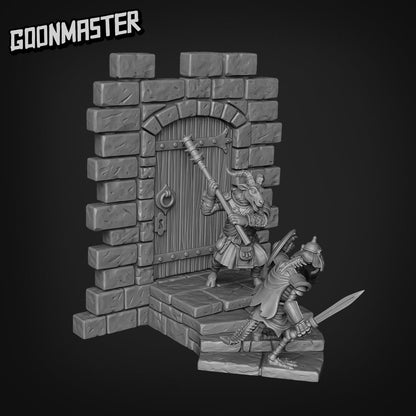 Gruff Goat Diorama Fight Scene - Goonmaster | Wargaming | Roleplaying Games | 32mm | Crocodile Skeleton