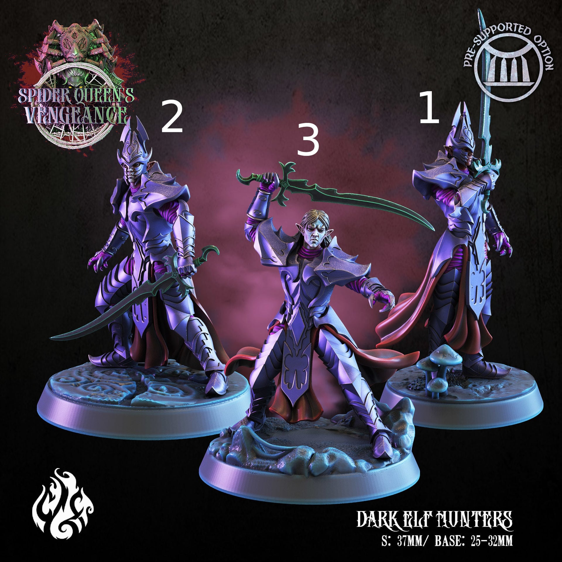 Dark Elf Hunters - Crippled God Foundry | Spider Queens Vengeace | 32mm | Swordsman