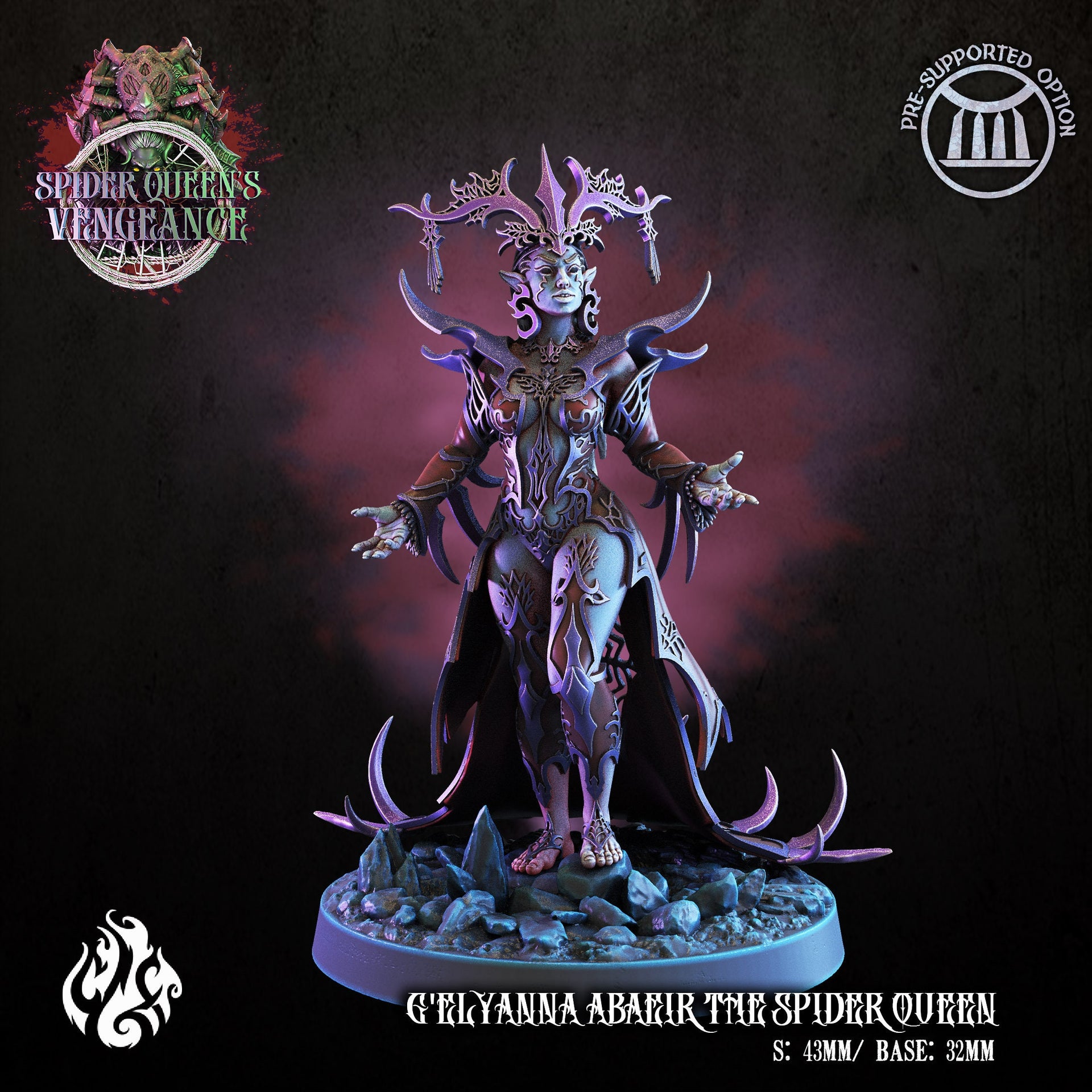 G'elyanna Abaeir the Spider Queen- Crippled God Foundry | Spider Queens Vengeace | 32mm | Dark Elf
