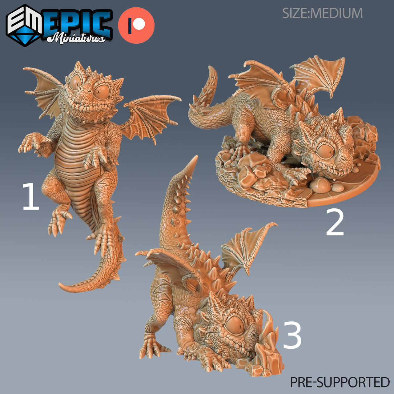 Baby Dragon - Epic Miniatures | Pathfinder | 28mm | 32mm | Lizard | Drake