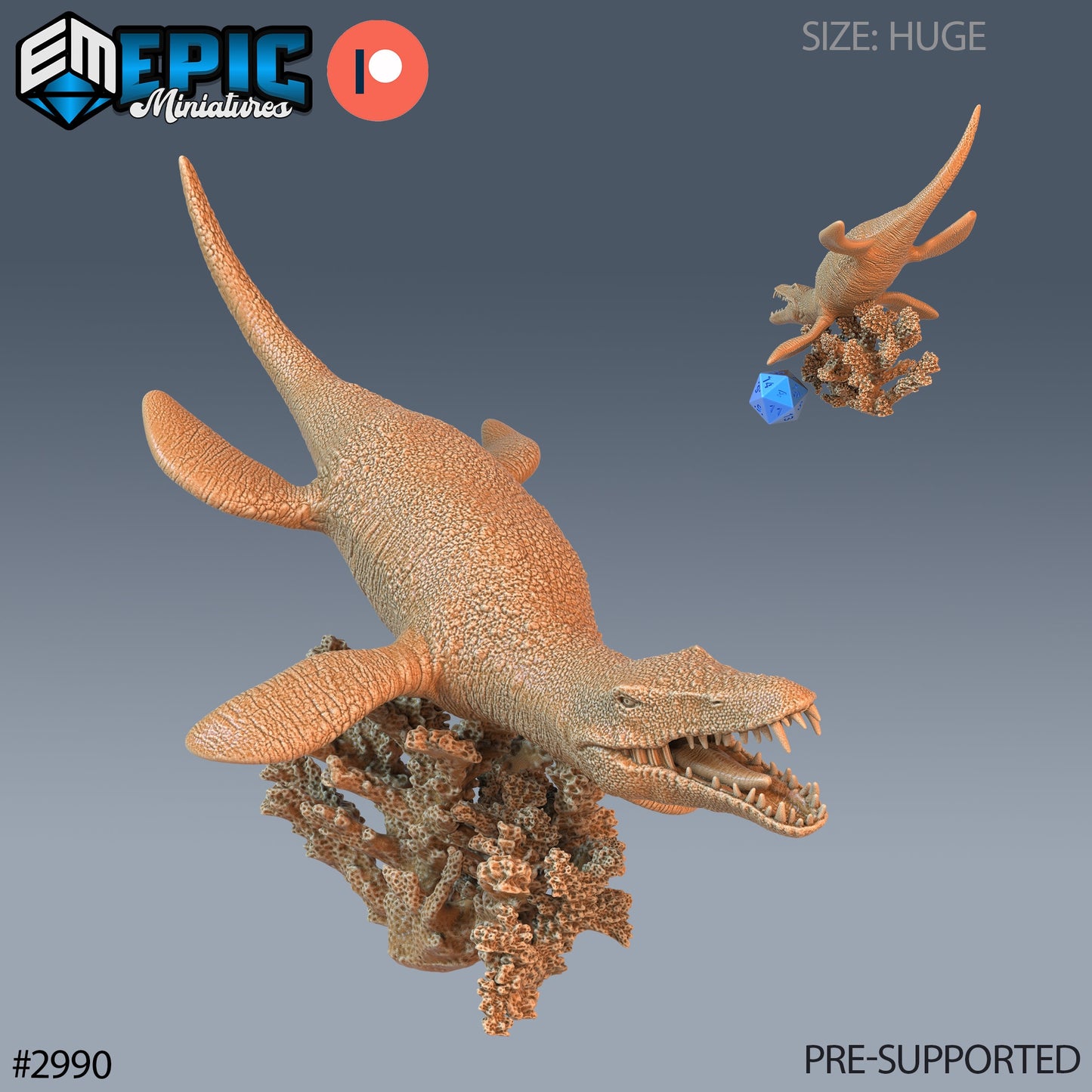 Liopleurodon - Epic Miniatures | Pathfinder | 28mm | 32mm | Dinosaur | Prehistoric