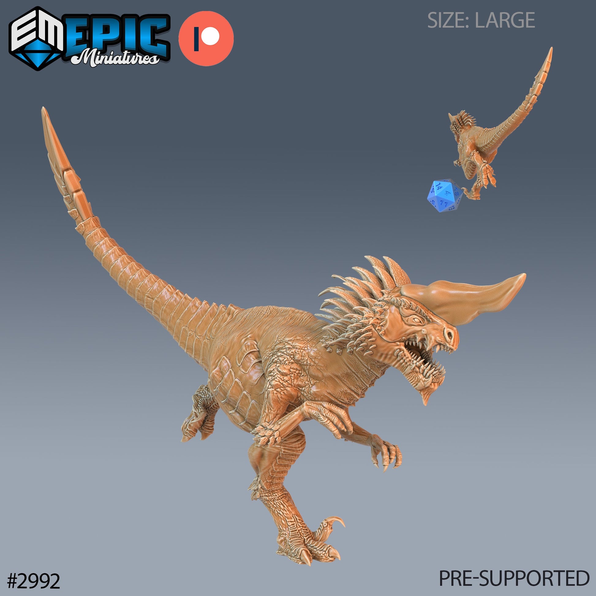 Long Horn Raptor - Epic Miniatures | Pathfinder | 28mm | 32mm | Dinosaur | Prehistoric