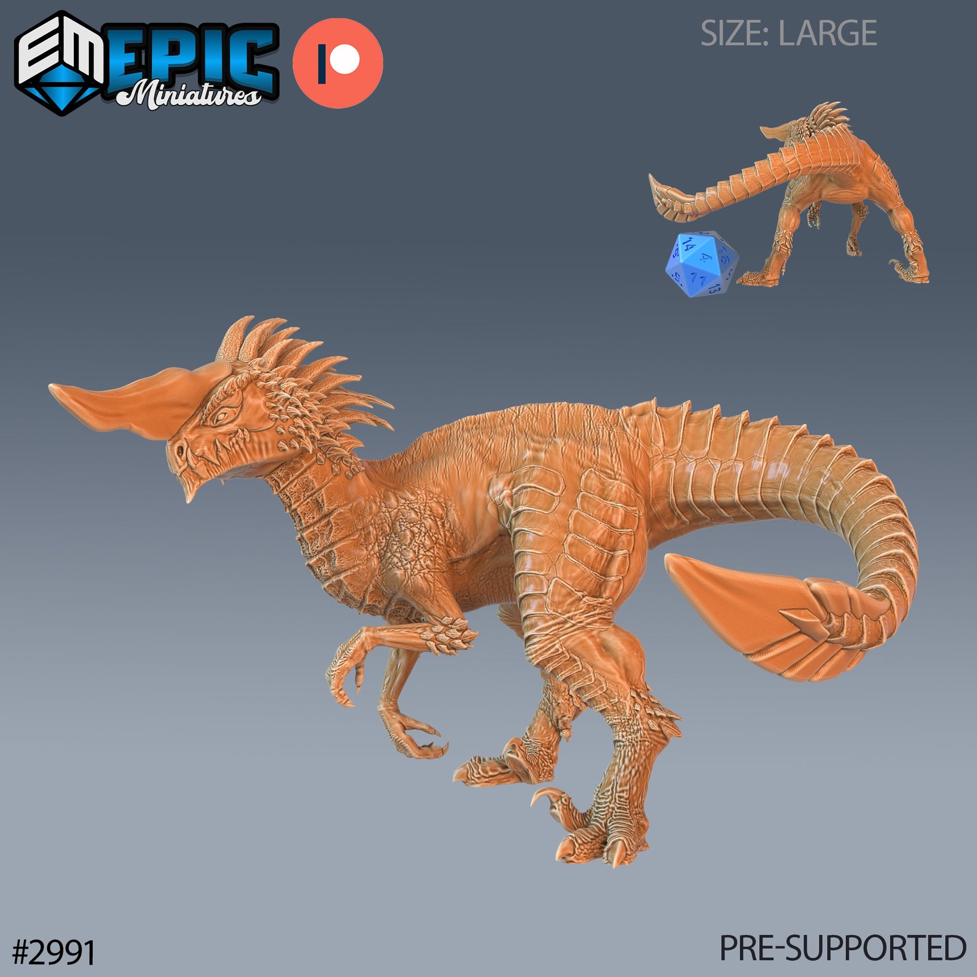 Long Horn Raptor - Epic Miniatures | Pathfinder | 28mm | 32mm | Dinosaur | Prehistoric