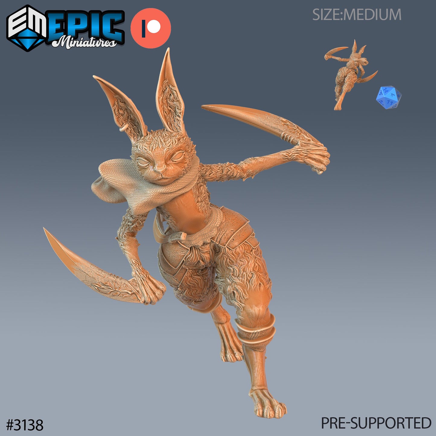 Rabbit Folk Warior - Epic Miniatures | 28mm | 32mm | Easter Surprise | Fighter | Assassin | Bunny | Rogue | Bandit