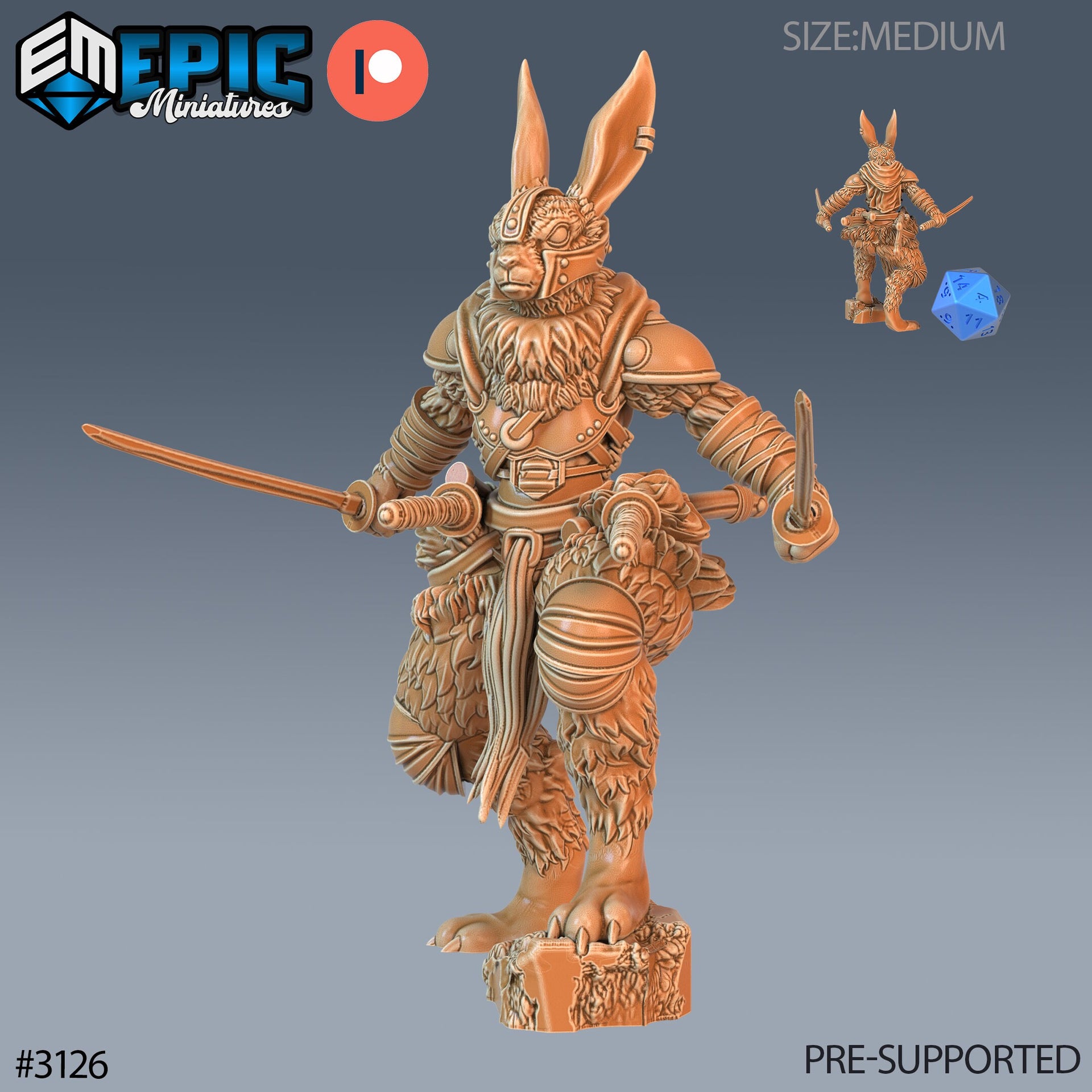 Rabbit Folk Blade Master - Epic Miniatures | 28mm | 32mm | Easter Surprise | Fighter | Assassin | Bunny | Samurai | Bandit