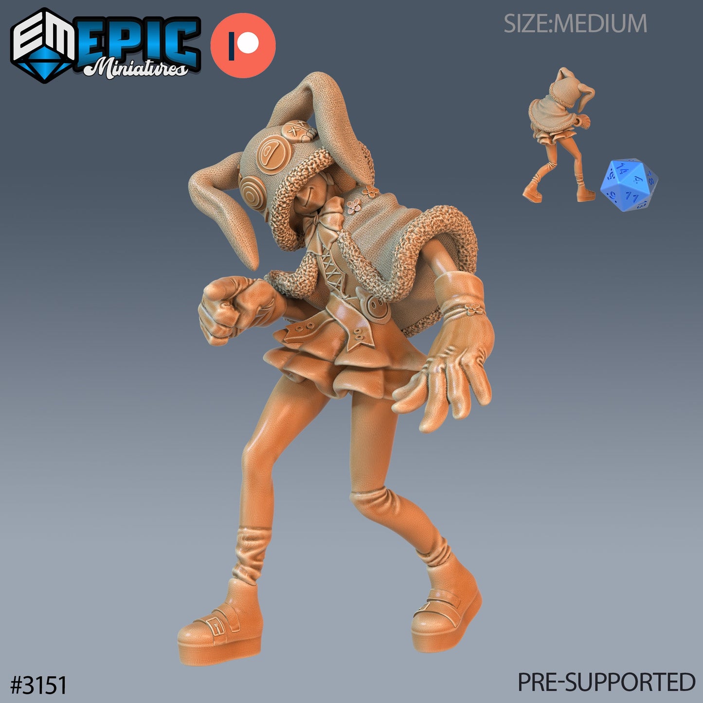 Rabbit Hoodie Girl - Epic Miniatures | 28mm | 32mm | Easter Surprise | Hacker | Bunny | Magician | Psychic