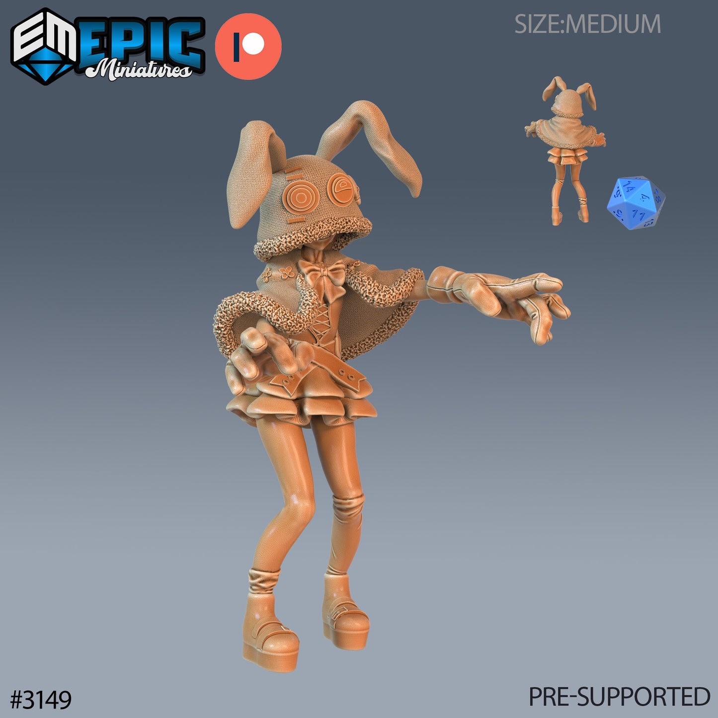 Rabbit Hoodie Girl - Epic Miniatures | 28mm | 32mm | Easter Surprise | Hacker | Bunny | Magician | Psychic