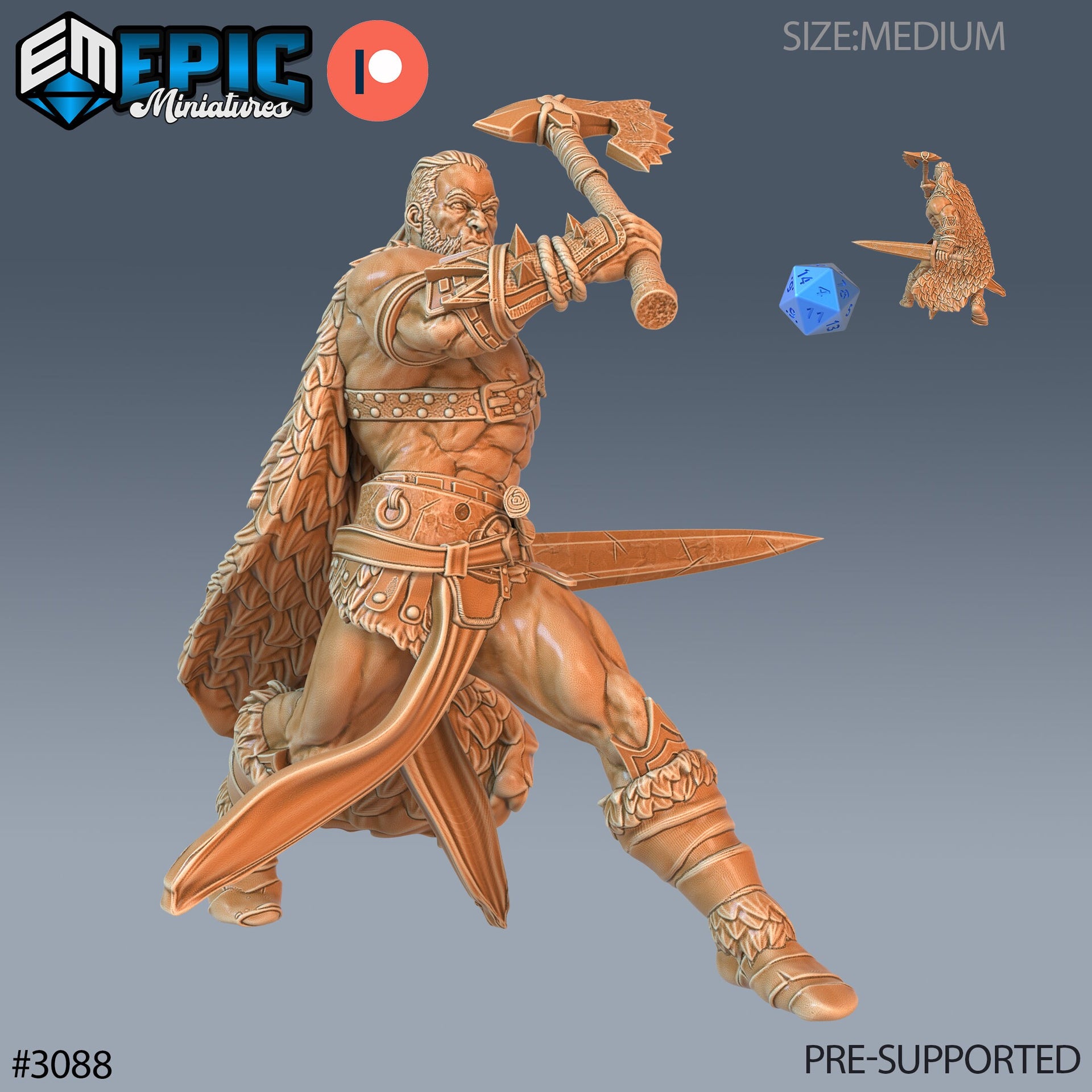 Barbarian Player Character- Epic Miniatures | Pathfinder | 28mm | 32mm | Fighter | Viking