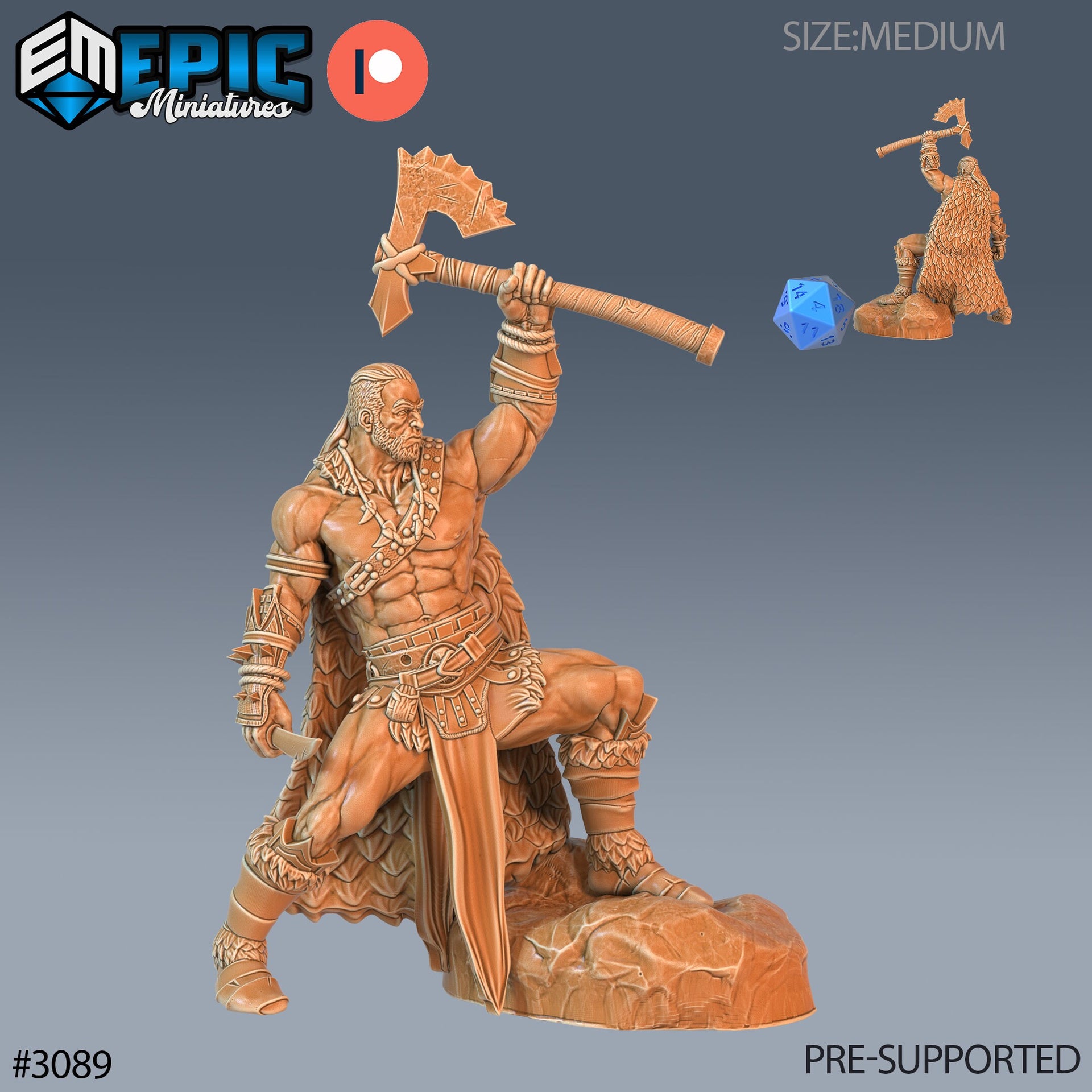 Barbarian Player Character- Epic Miniatures | Pathfinder | 28mm | 32mm | Fighter | Viking