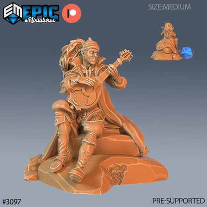 Bard Player Character- Epic Miniatures | 28mm | 32mm | Rogue | Bandit | Lute | Crossbow