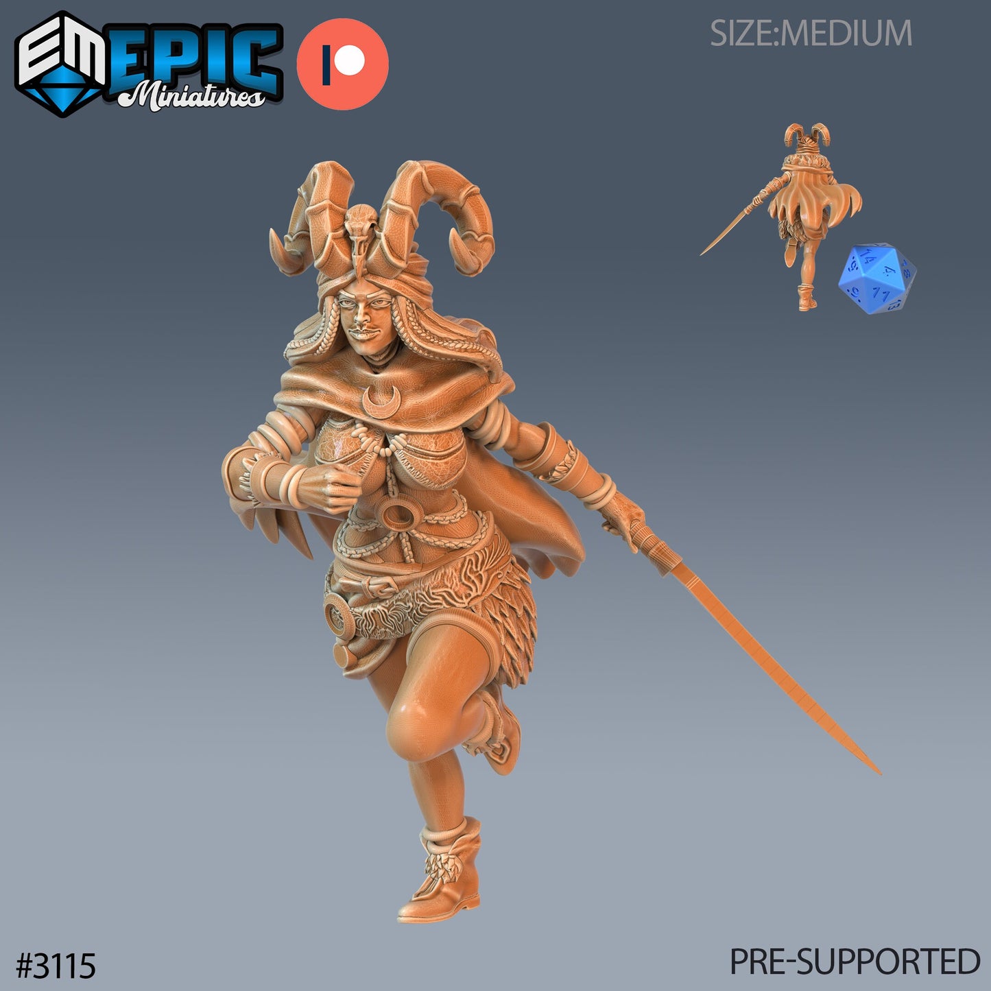 Druid Female Player Character- Epic Miniatures | 28mm | 32mm | Warlock | Tiefling | Sorcerer