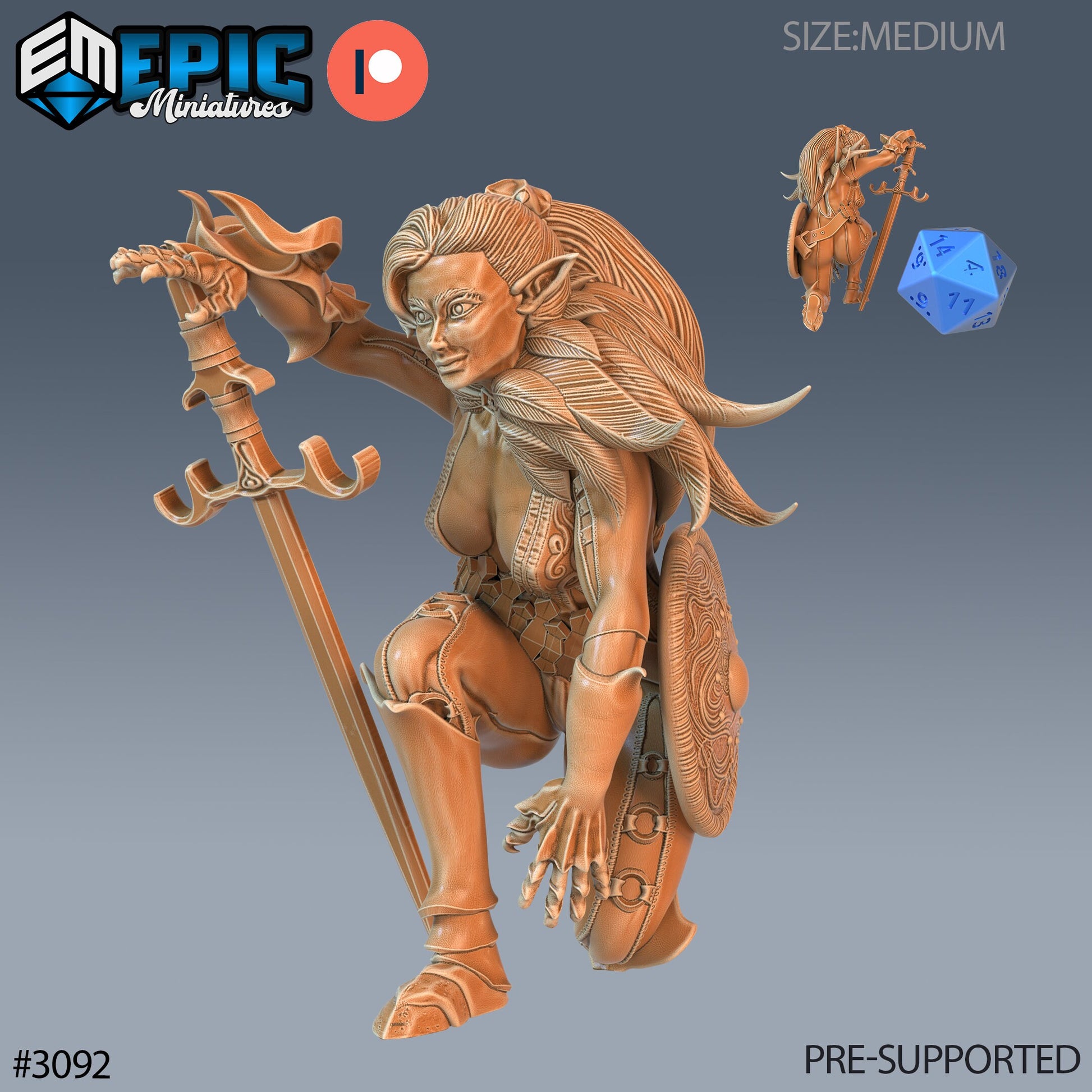 Elf Fighter Female Player Character- Epic Miniatures | 28mm | 32mm | Warrior | Ranger | Mercenary