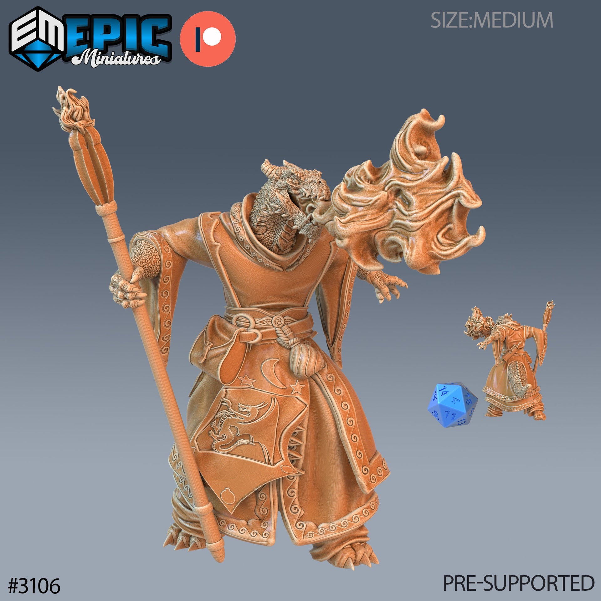 Half Dragon SorcererPlayer Character- Epic Miniatures | 28mm | 32mm | Wizard | Mage