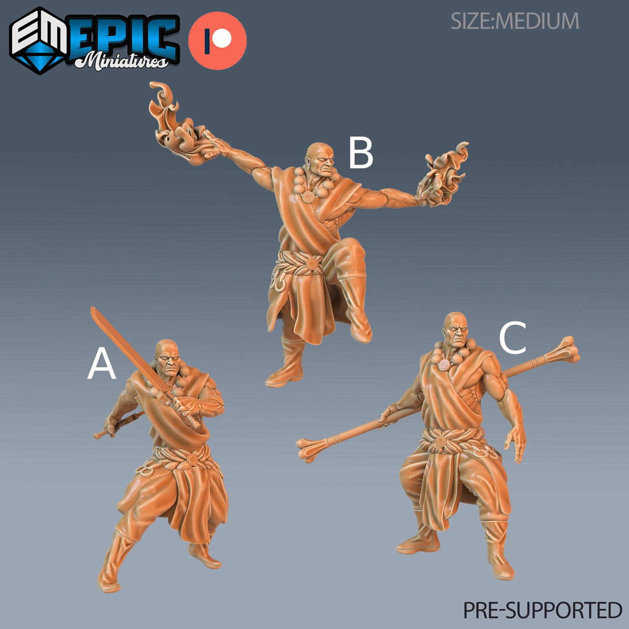 Monk Player Character- Epic Miniatures | 28mm | 32mm | Fighter | Martial Artist
