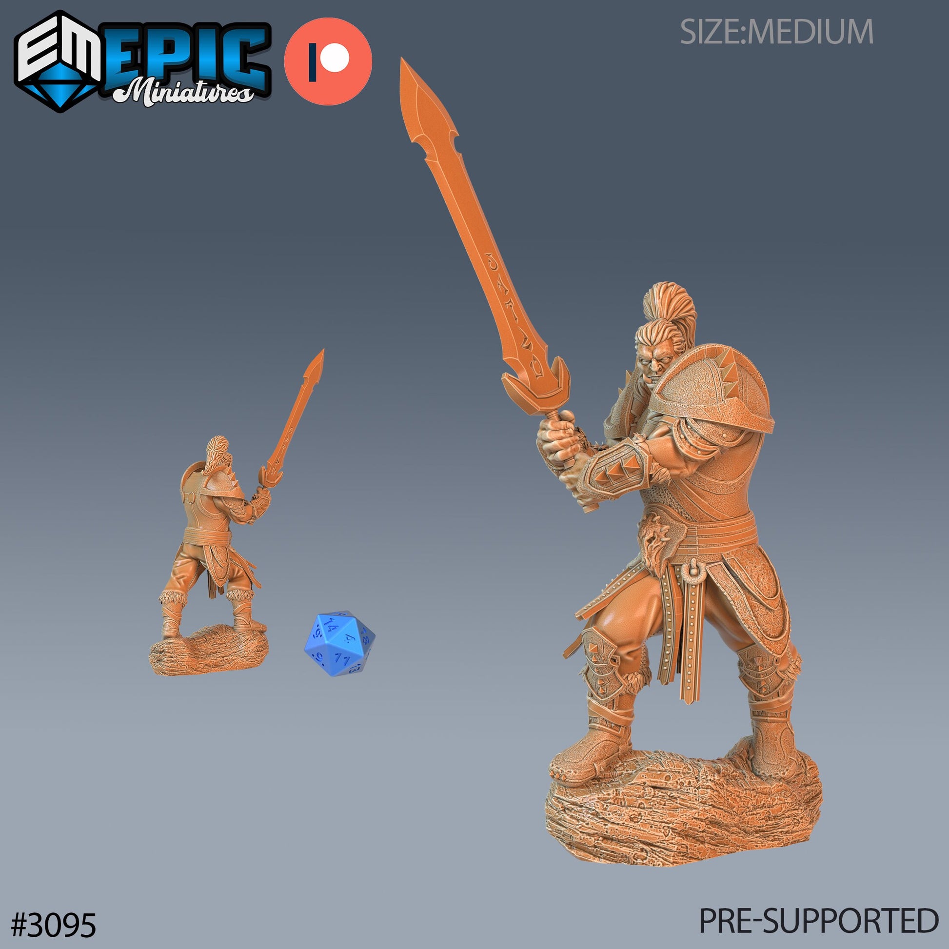 Orc Paladin Player Character- Epic Miniatures | 28mm | 32mm | Fighter | Knight | Champion