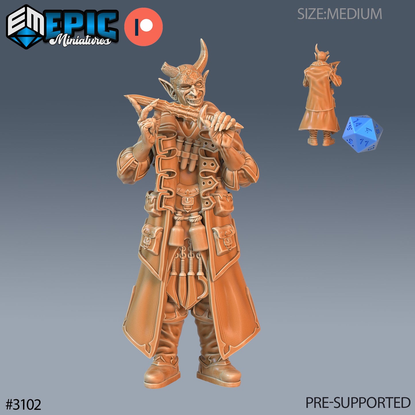 Tiefling Rogue Player Character- Epic Miniatures | 28mm | 32mm | Rogue | Bandit | Alchemist | Crossbow