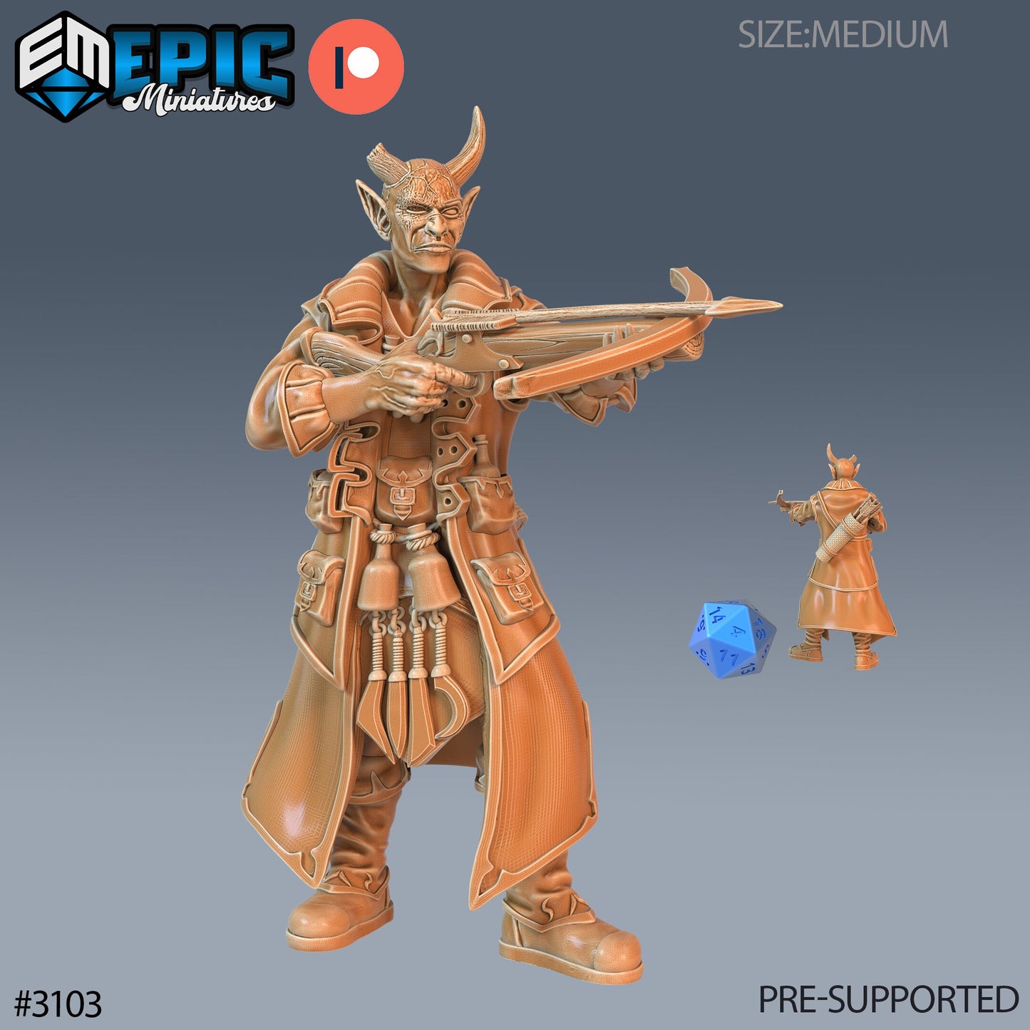 Tiefling Rogue Player Character- Epic Miniatures | 28mm | 32mm | Rogue | Bandit | Alchemist | Crossbow