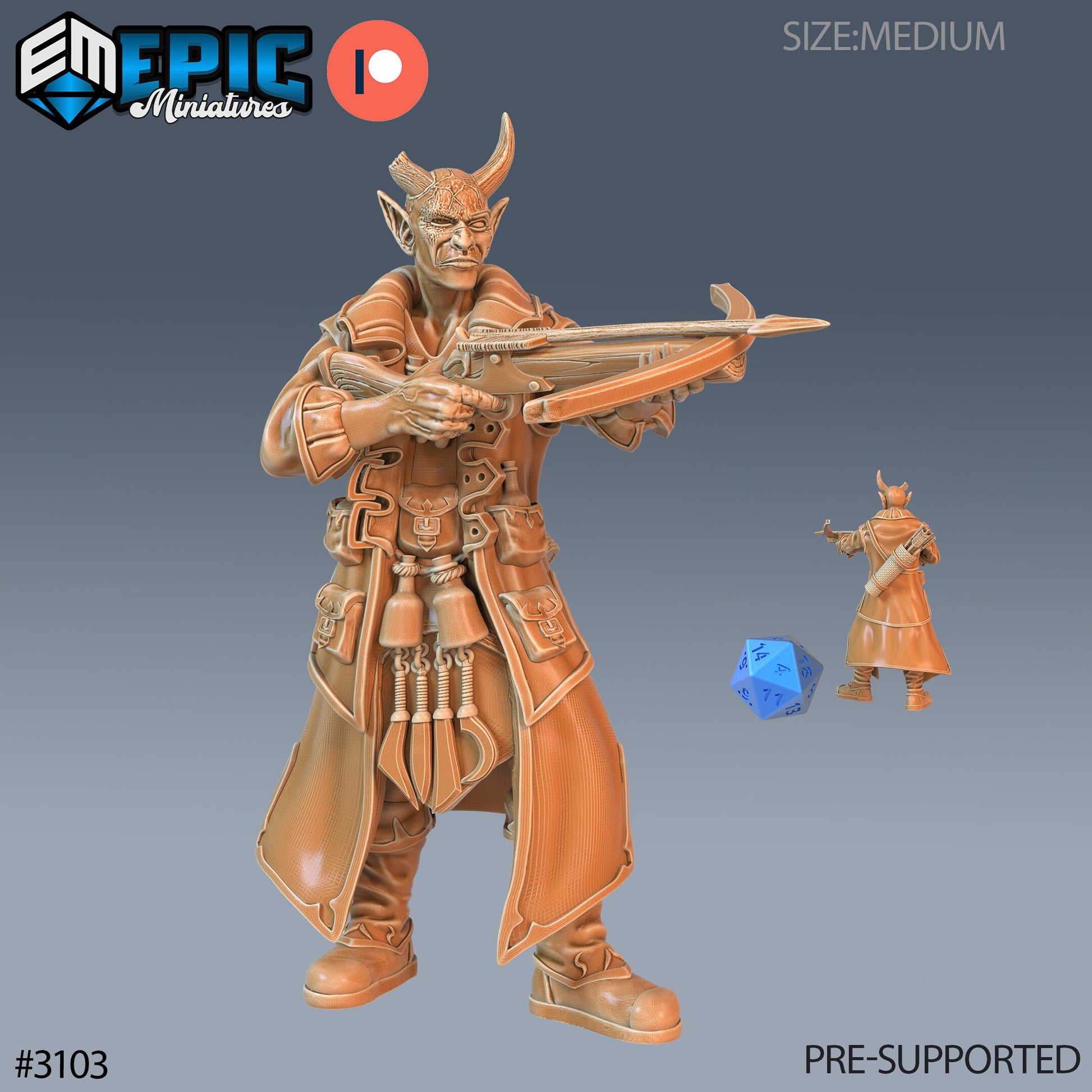 Tiefling Rogue Player Character- Epic Miniatures | 28mm | 32mm | Rogue | Bandit | Alchemist | Crossbow