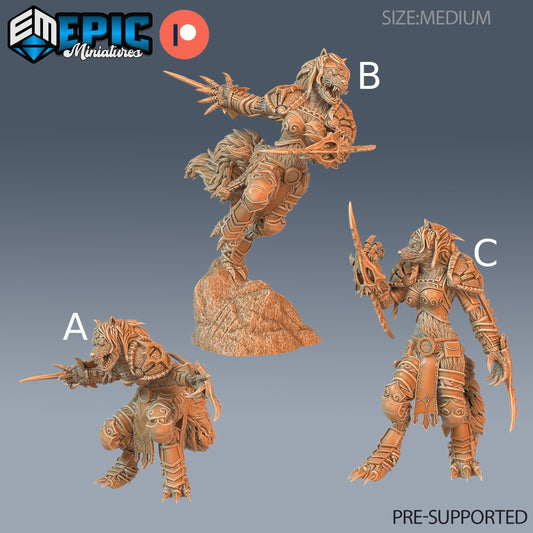 Werewolf Adventurer Female- Epic Miniatures | 28mm | 32mm | Assassin | Barbarian | Fighter | Mercenary
