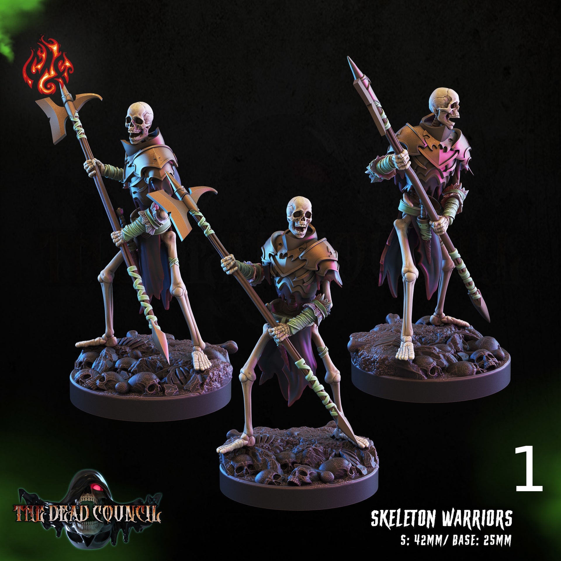 Skeleton Warriors - Crippled God Foundry - The Dread Council | 32mm | Vampire | Soldier | Army | Guard
