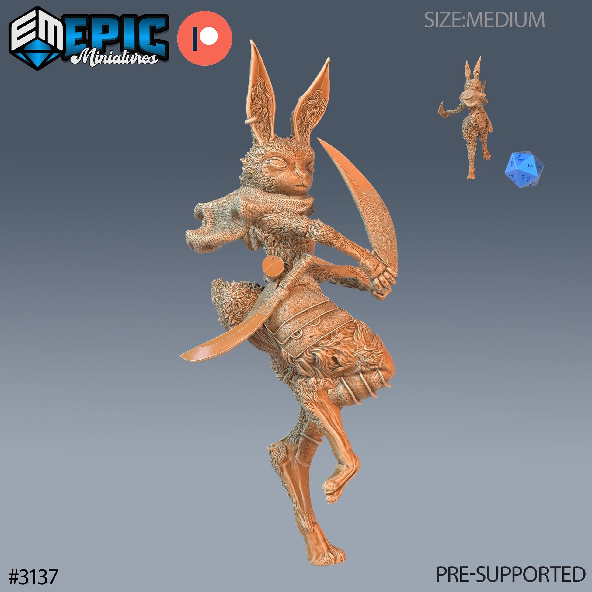 Rabbit Folk Warior - Epic Miniatures | 28mm | 32mm | Easter Surprise | Fighter | Assassin | Bunny | Rogue | Bandit