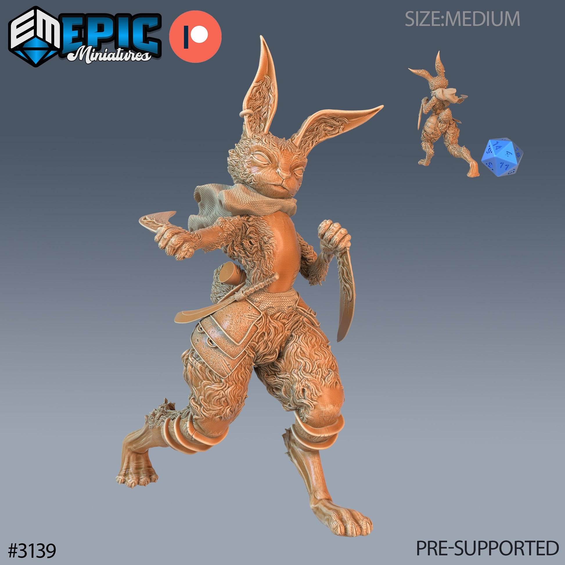 Rabbit Folk Warior - Epic Miniatures | 28mm | 32mm | Easter Surprise | Fighter | Assassin | Bunny | Rogue | Bandit