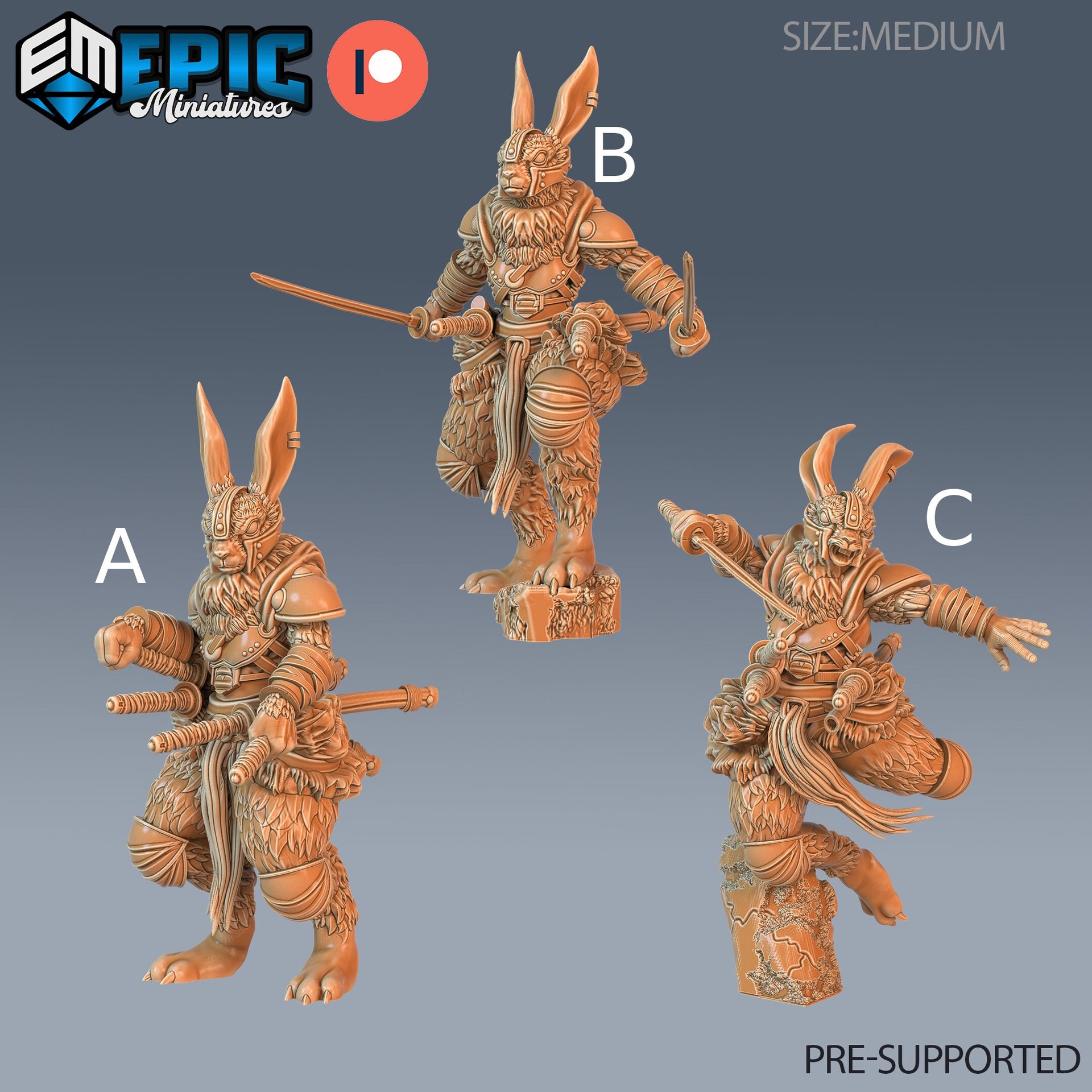 Rabbit Folk Blade Master - Epic Miniatures | 28mm | 32mm | Easter Surprise | Fighter | Assassin | Bunny | Samurai | Bandit