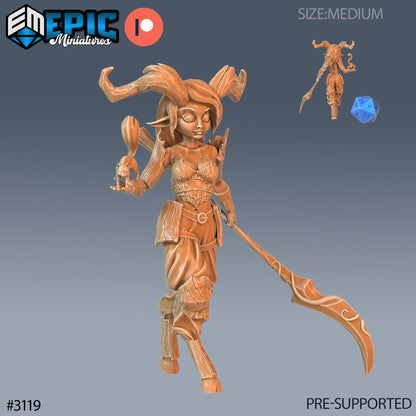 Satyr Girl - Epic Miniatures | 28mm | 32mm | Easter Surprise | Deer | Archer | Druid | Staff | Familiar