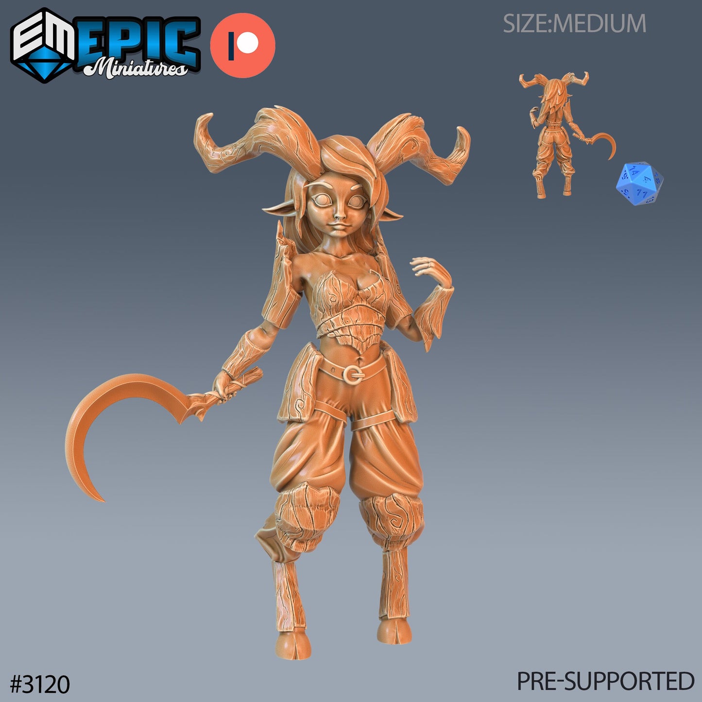 Satyr Girl - Epic Miniatures | 28mm | 32mm | Easter Surprise | Deer | Archer | Druid | Staff | Familiar