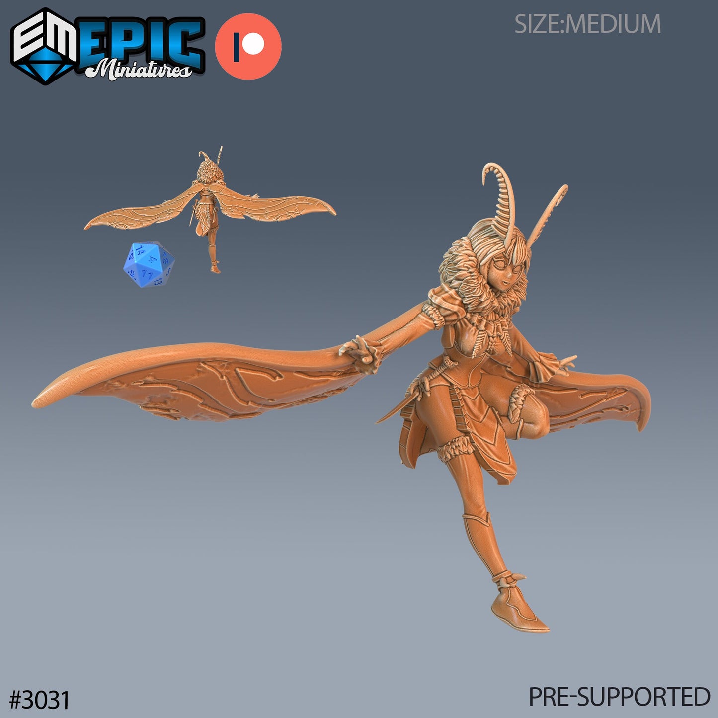 Moth Girl- Epic Miniatures | Pathfinder | 28mm | 32mm |  Mothfolk | Assassin | Rogue