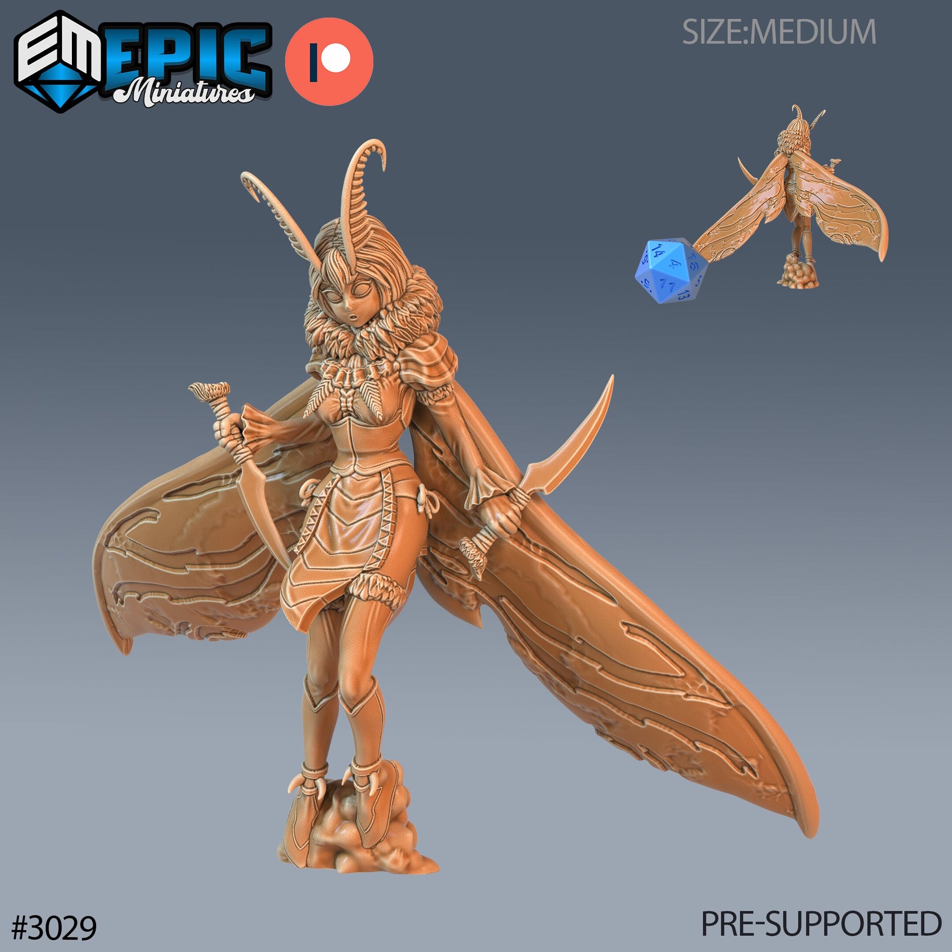 Moth Girl- Epic Miniatures | Pathfinder | 28mm | 32mm |  Mothfolk | Assassin | Rogue