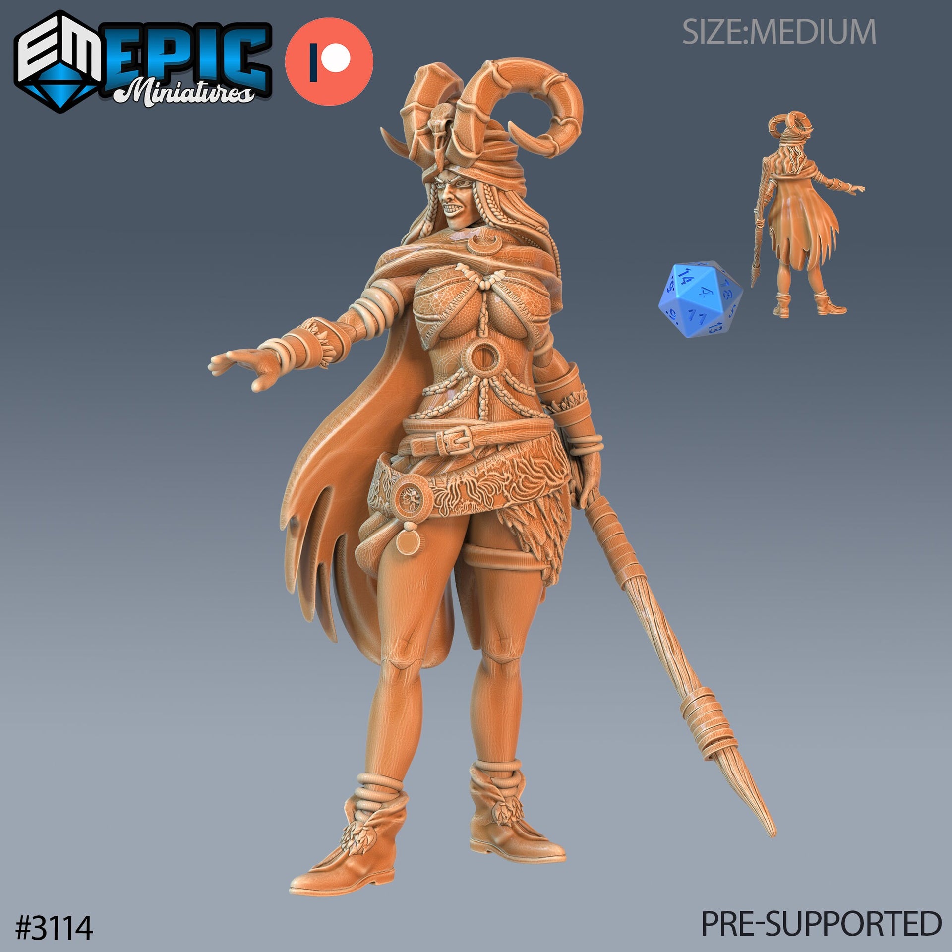 Druid Female Player Character- Epic Miniatures | 28mm | 32mm | Warlock | Tiefling | Sorcerer