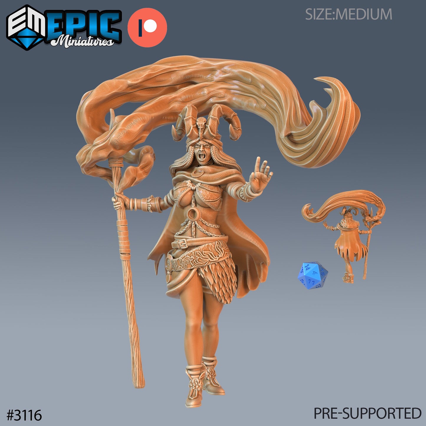 Druid Female Player Character- Epic Miniatures | 28mm | 32mm | Warlock | Tiefling | Sorcerer