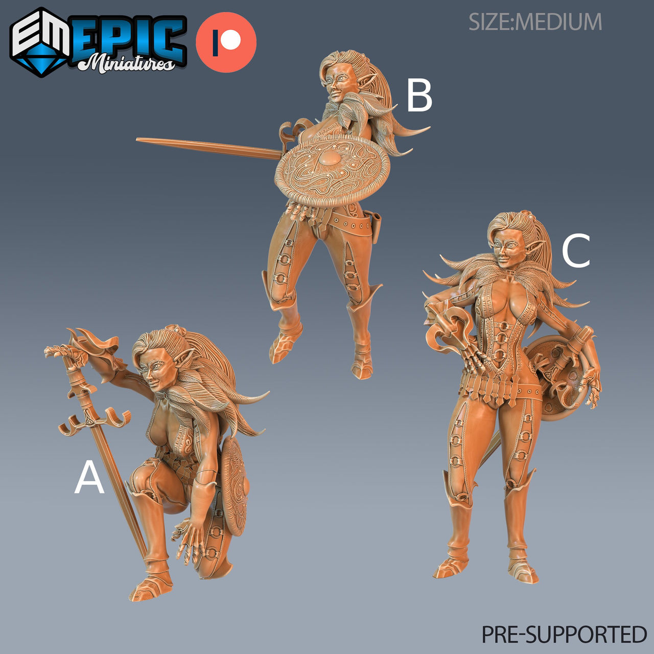 Elf Fighter Female Player Character- Epic Miniatures | 28mm | 32mm | Warrior | Ranger | Mercenary