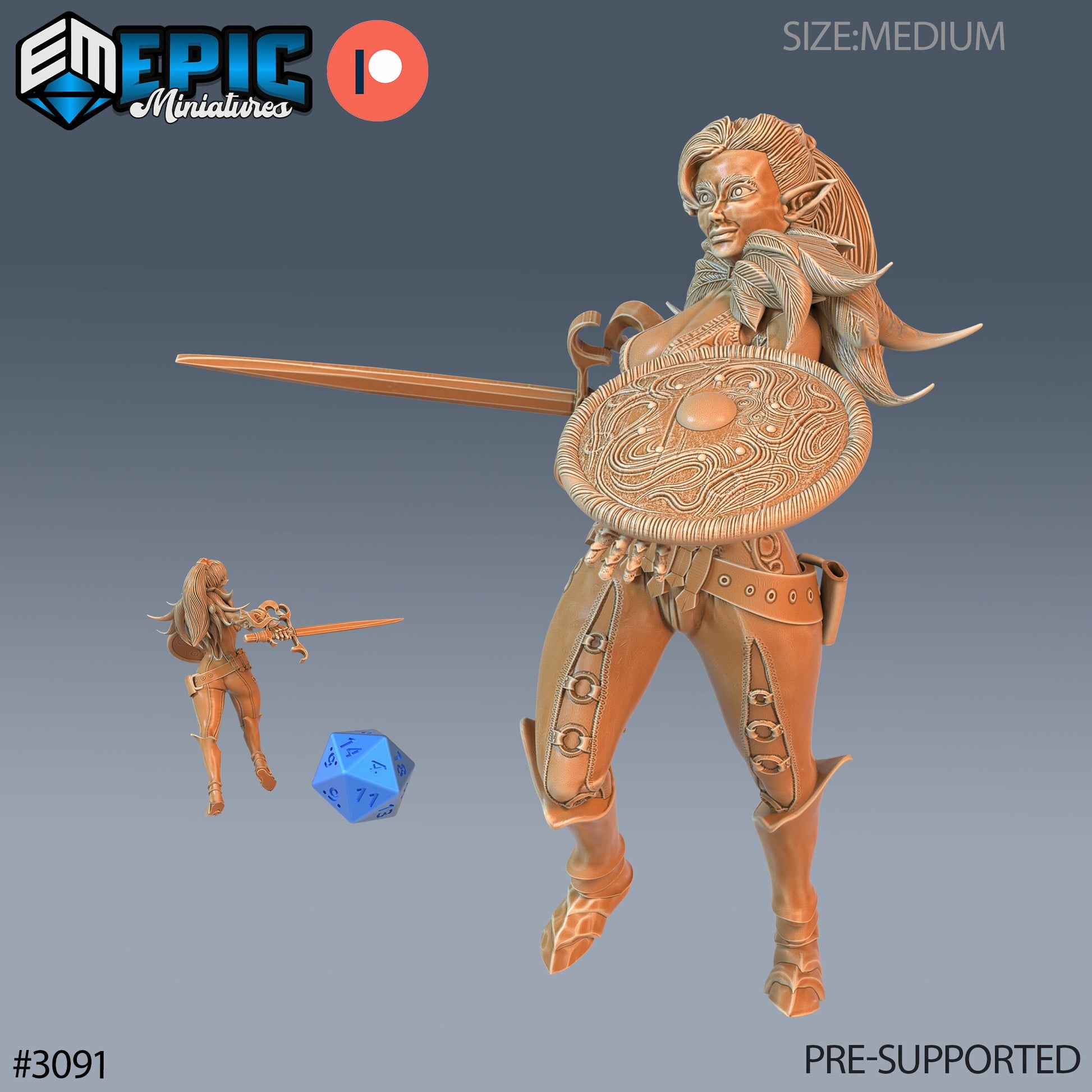 Elf Fighter Female Player Character- Epic Miniatures | 28mm | 32mm | Warrior | Ranger | Mercenary