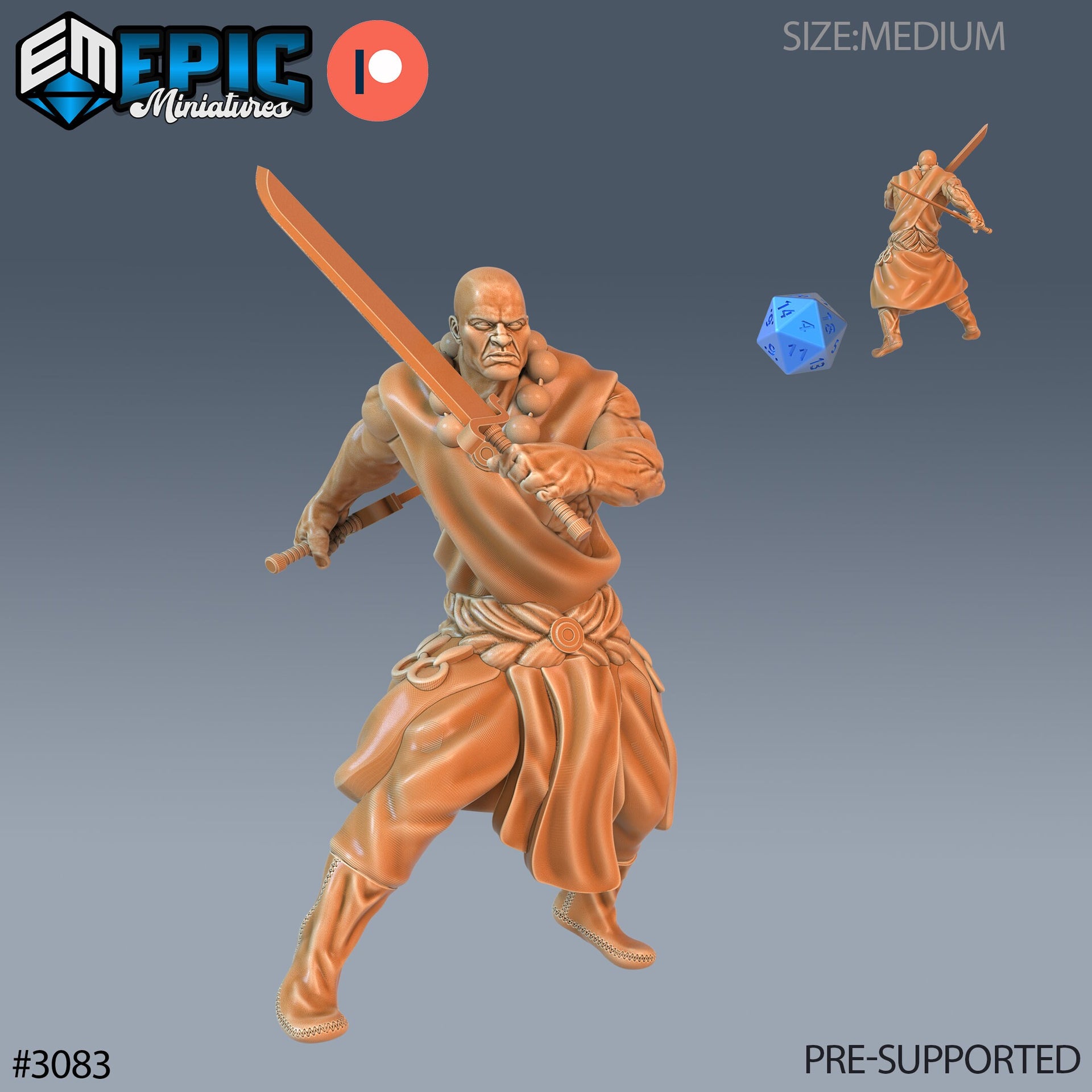Monk Player Character- Epic Miniatures | 28mm | 32mm | Fighter | Martial Artist