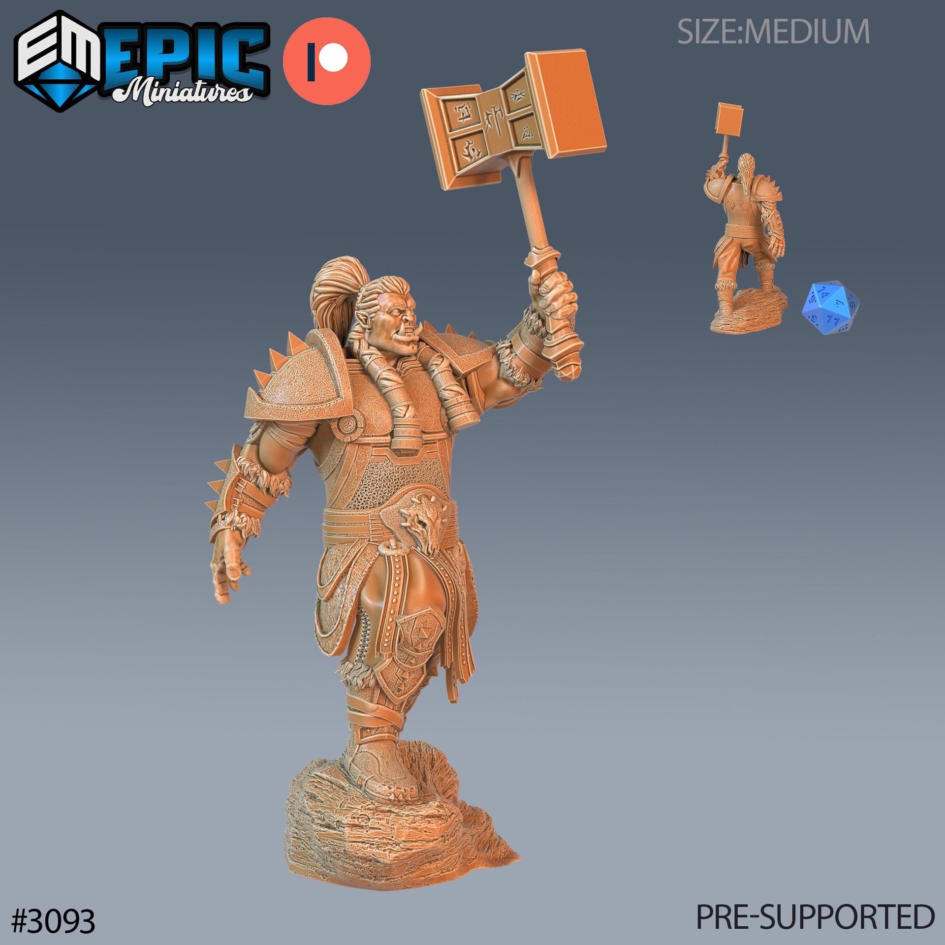 Orc Paladin Player Character- Epic Miniatures | 28mm | 32mm | Fighter | Knight | Champion