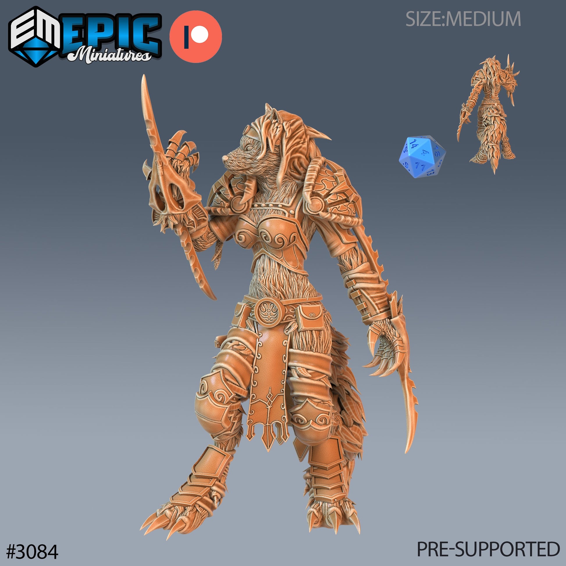 Werewolf Adventurer Female- Epic Miniatures | 28mm | 32mm | Assassin | Barbarian | Fighter | Mercenary