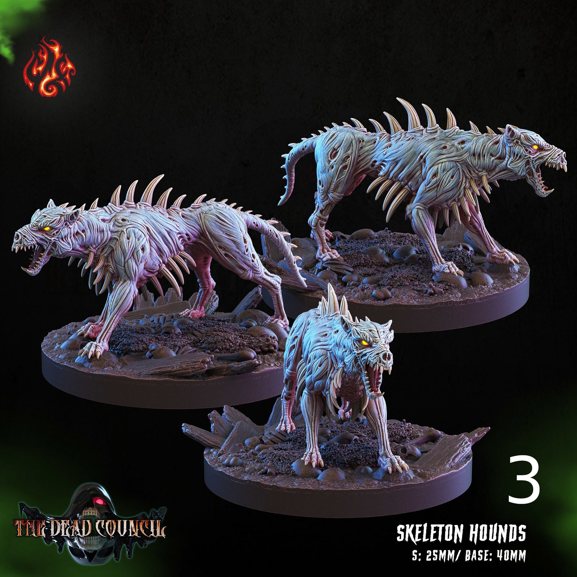 Skeleton Hounds - Crippled God Foundry - The Dread Council | 32mm | Undead Dog | Ghoul | Wolf