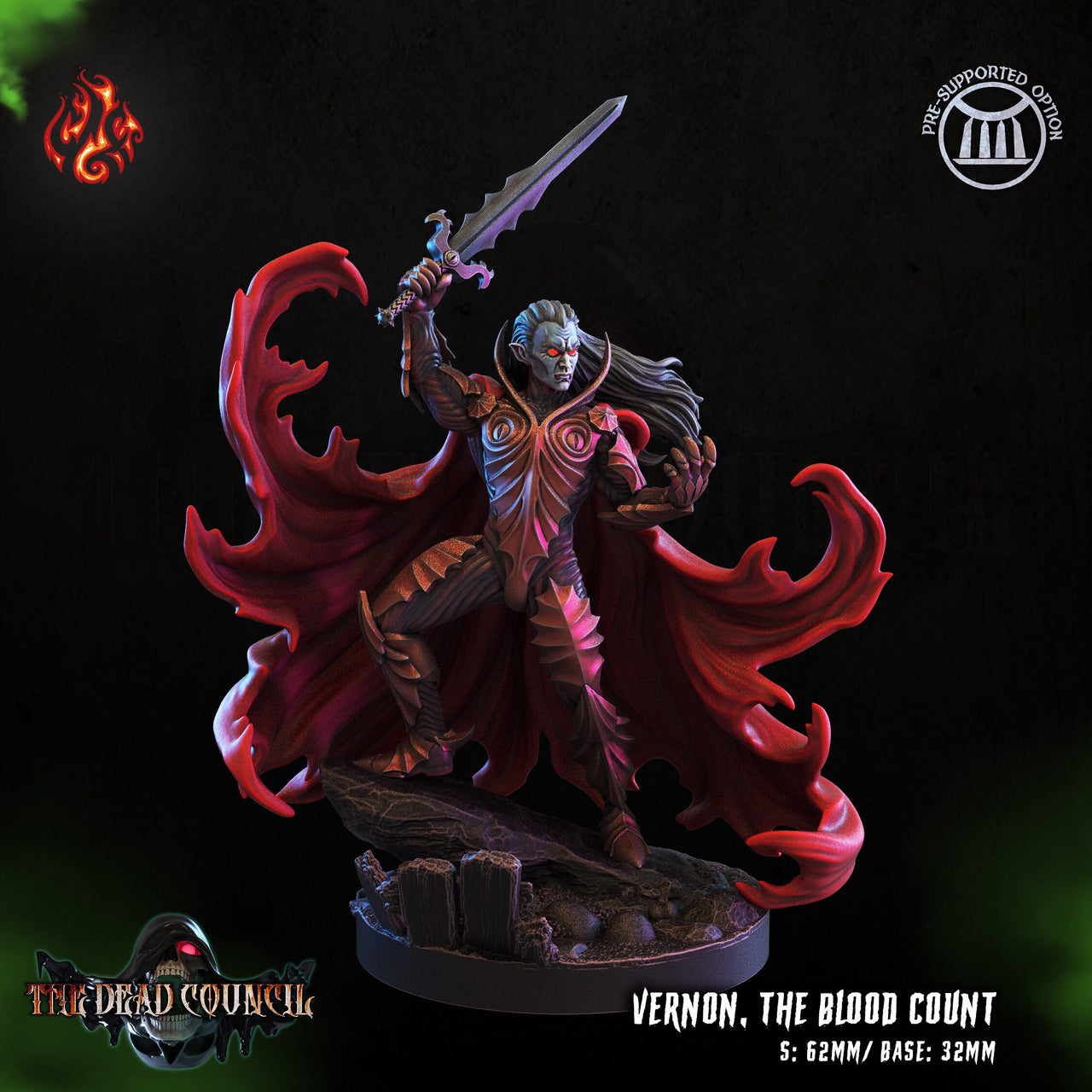 Vernon, the Blood Count - Crippled God Foundry - The Dread Council | 32mm | General | Vampire | Champion | Lord