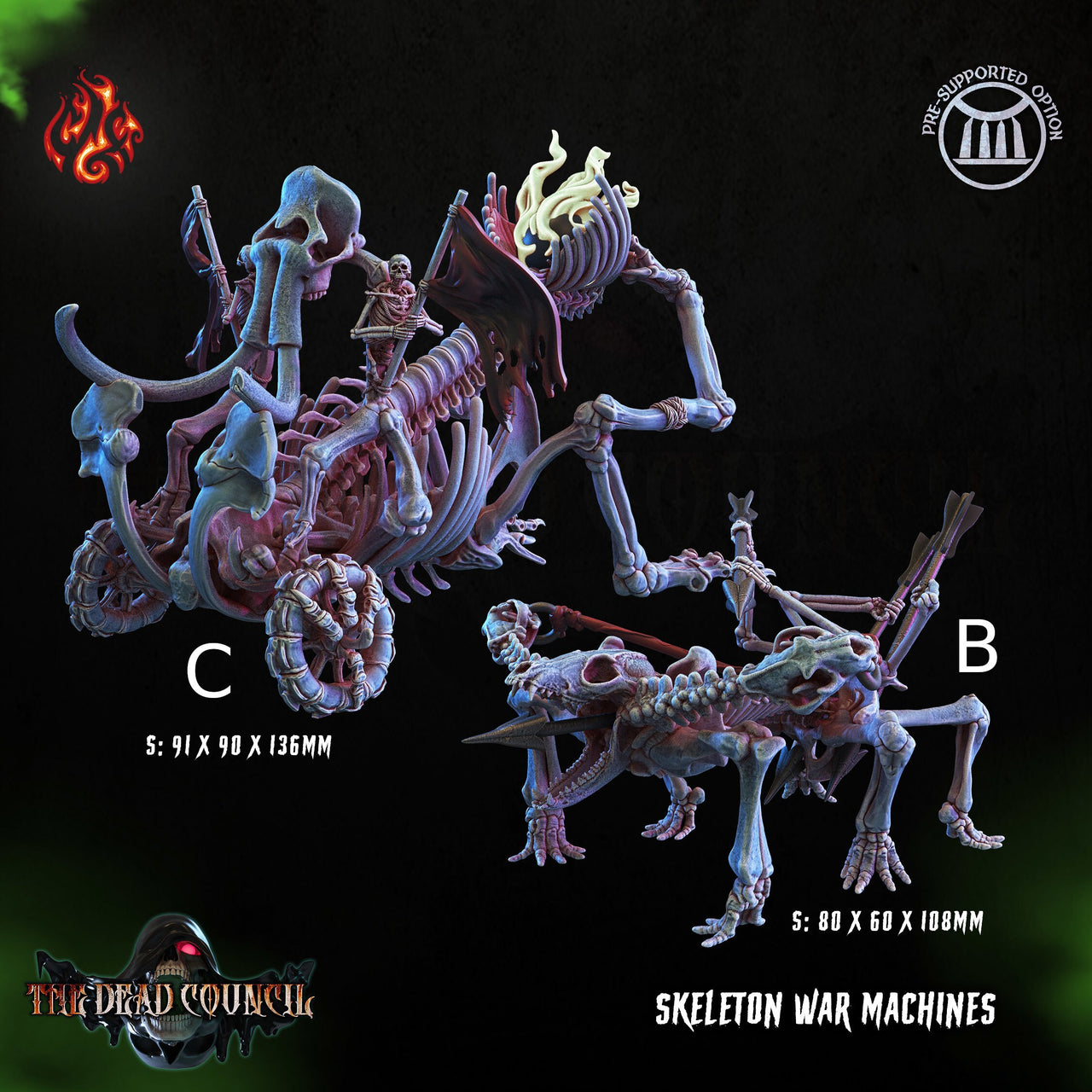 Skeleton War Machines - Crippled God Foundry - The Dread Council | 32mm | Catapult | Balista | Artillery | Bone