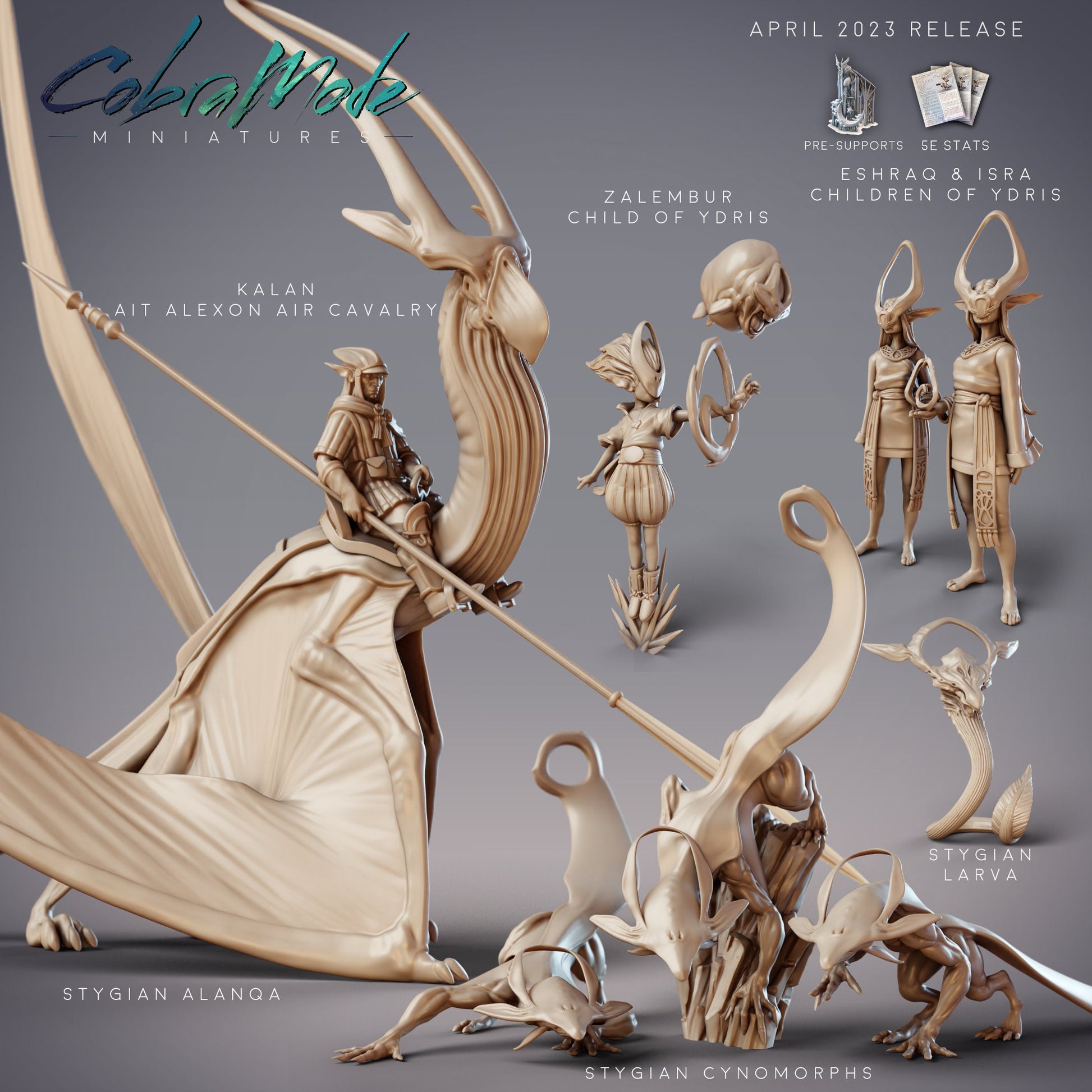 Air Cavalry Kalan, Flying Dinosaur Mount - CobraMode | Miniature | Wargaming | Roleplaying Games | 32mm | Terradactyl | Quetzalcoatlus
