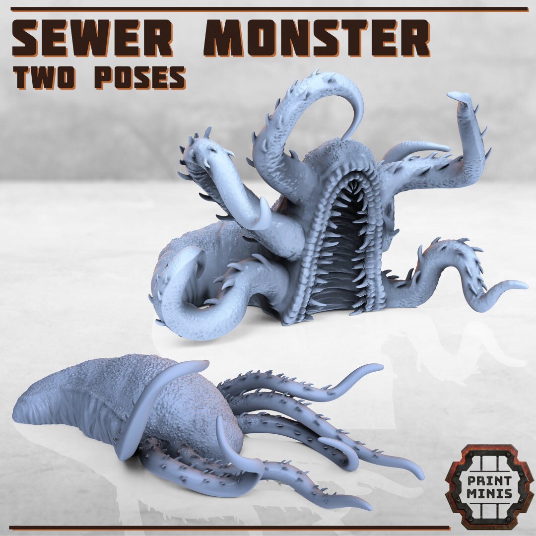 Sewer Monster - Print Minis | Sci Fi | Monster | Giant Slug | Alien