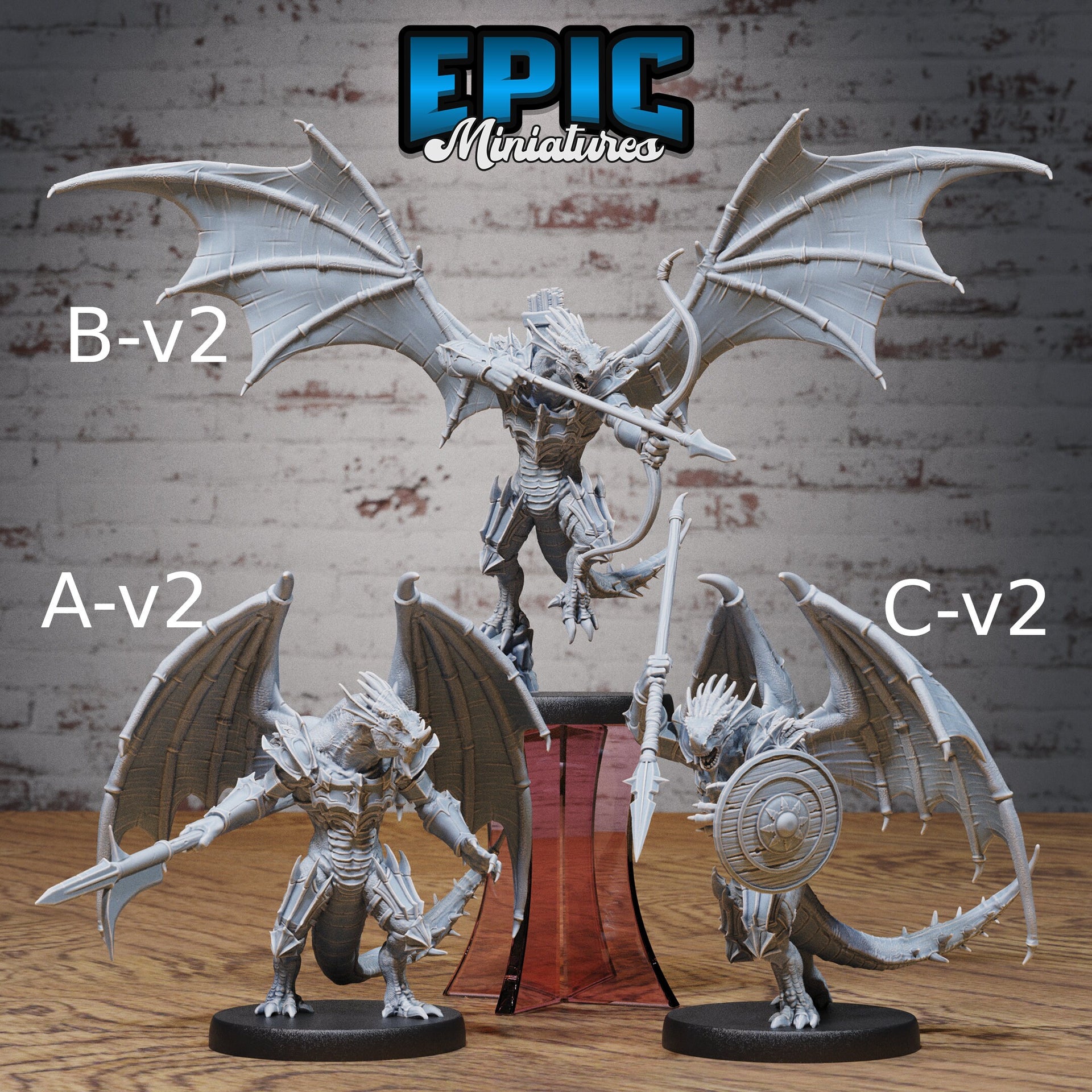 Winged Half Dragon - Epic Miniatures | 28mm | 32mm | Feather Wings | Dragon Wings