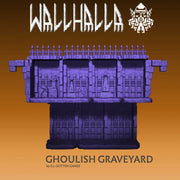 Ghoulish Graveyard Classic, Modular Miniature Display - Wallhalla | Ready To Paint | Roleplaying Games | 28mm | 32mm | Dungeon | Custom