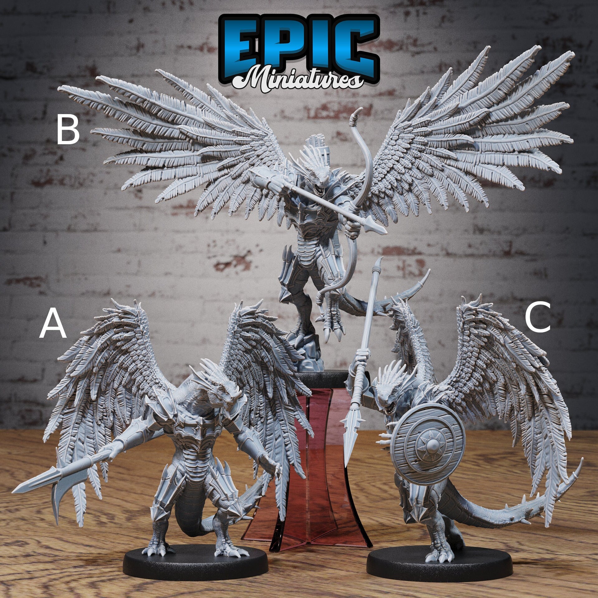 Winged Half Dragon - Epic Miniatures | 28mm | 32mm | Feather Wings | Dragon Wings