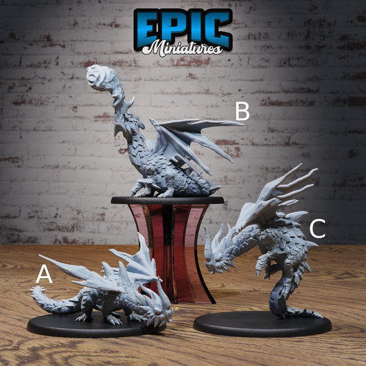 Young Horn Dragon - Epic Miniatures | 28mm | 32mm | PC | Black | Drake | Hatchling