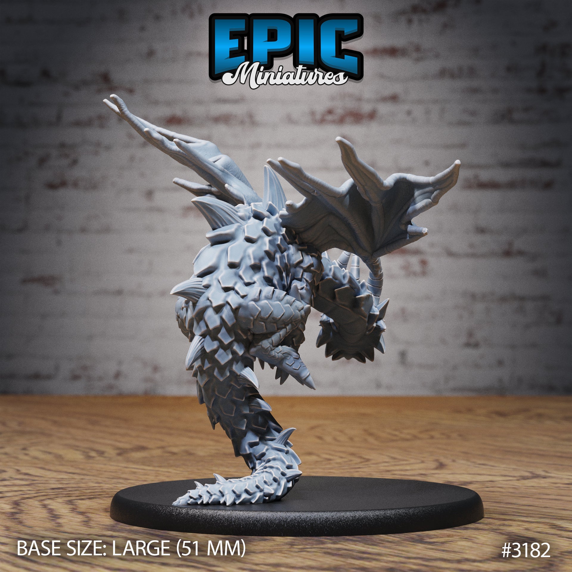 Young Horn Dragon - Epic Miniatures | 28mm | 32mm | PC | Black | Drake | Hatchling