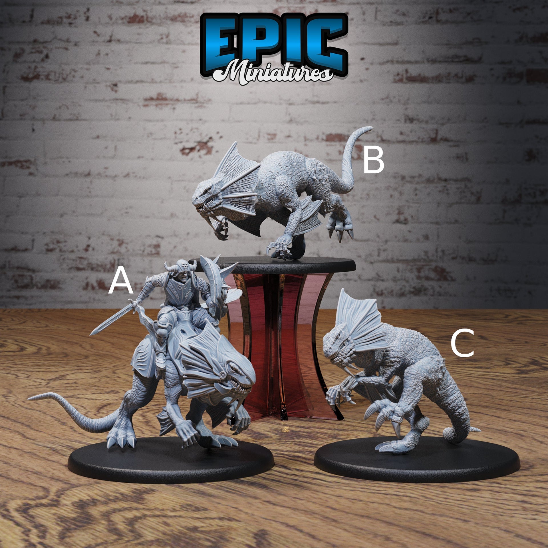 Bipedial Drake - Epic Miniatures | 28mm | 32mm | PC | Demon Hunter | Raptor | Dinosaur Cavalry